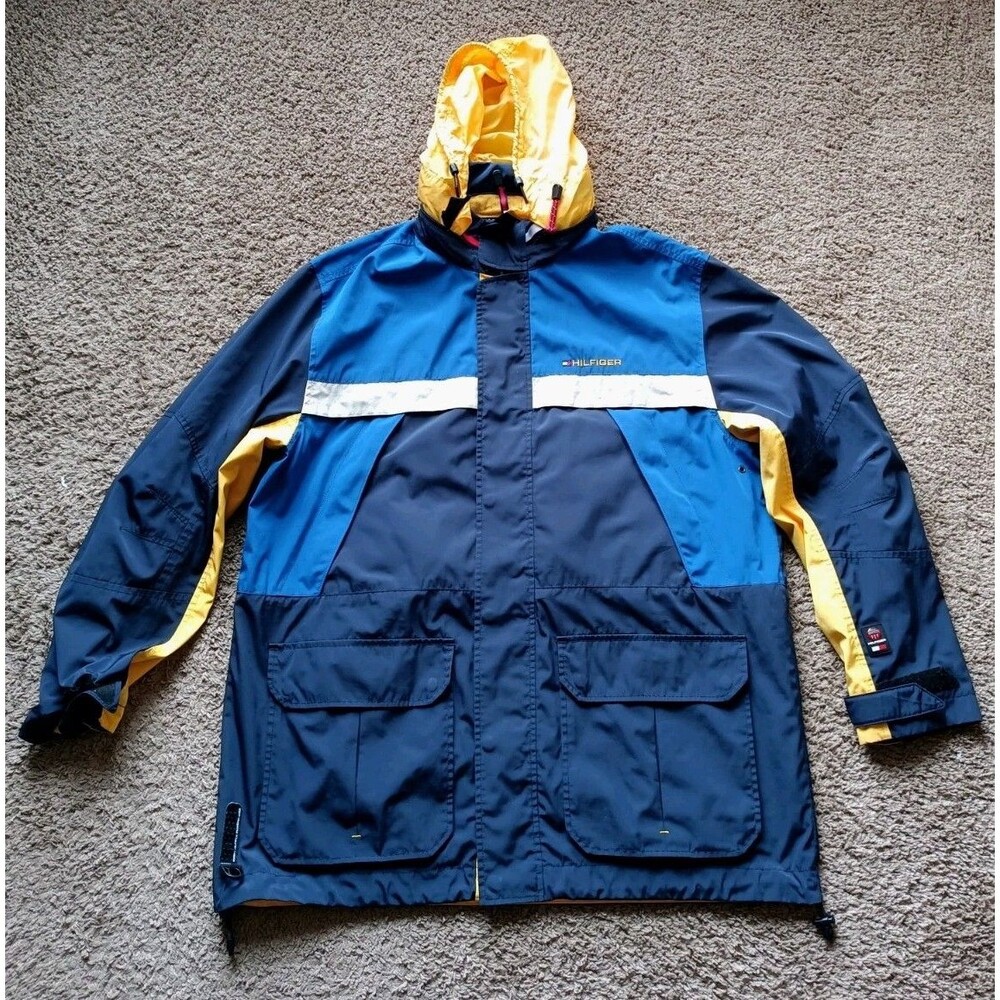 Tommy Hilfiger Waterstop Windbreaker Men's XL Full Zip Hooded Vintage